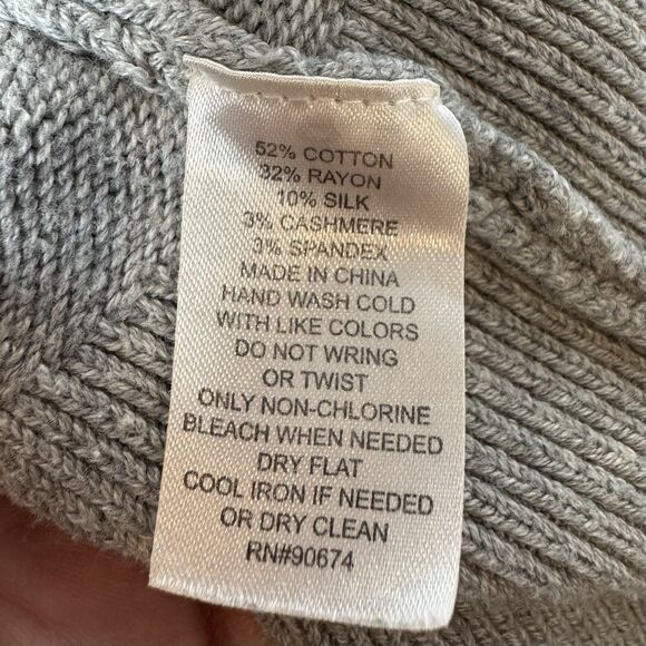 Boston Proper Cashmere Silk Blend Cardigan Jacket Size M Gray Zip Snap Pockets - Picture 6 of 6